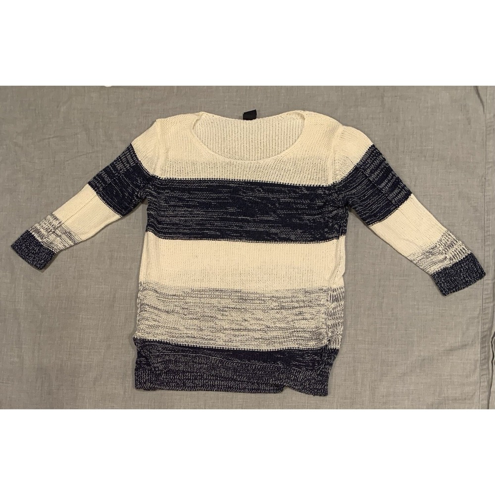 GAP Knit Sweater Women's XS Blue Cream Striped Long‎ Sleeve